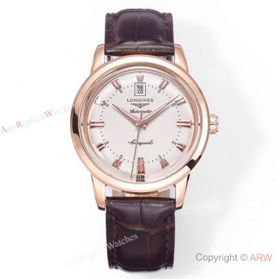 Swiss Replica Longines Conquest Heritage 40 Men Watches Rose Gold Case